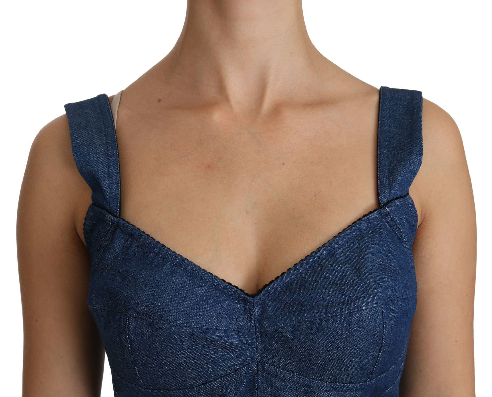 Elegant Sleeveless Bustier Top in Blue