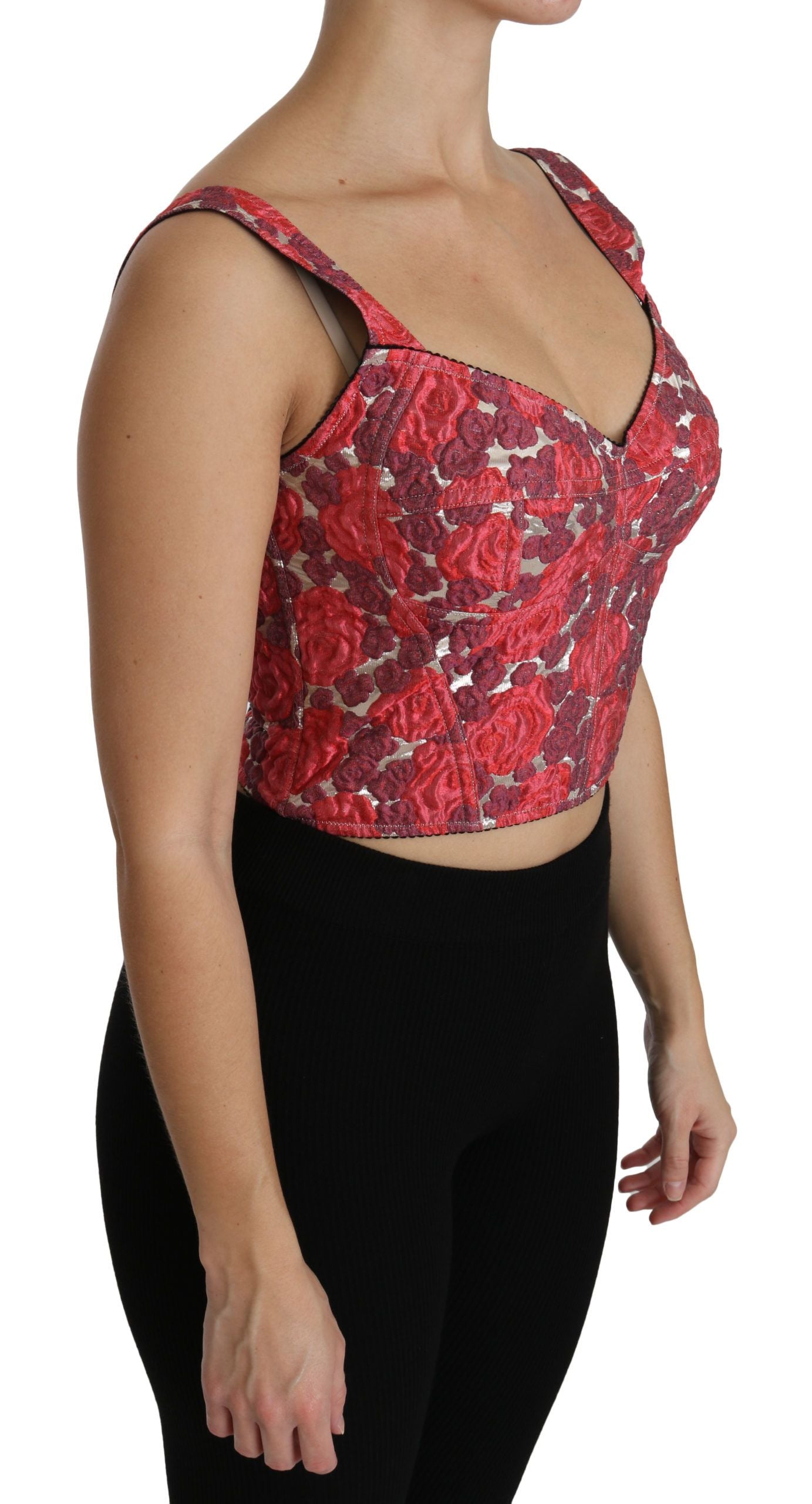 Elegant Floral Brocade Cropped Top