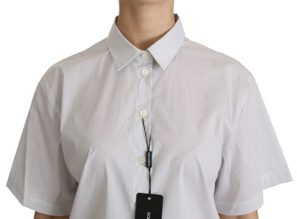 Elegant White Cotton Polo Top