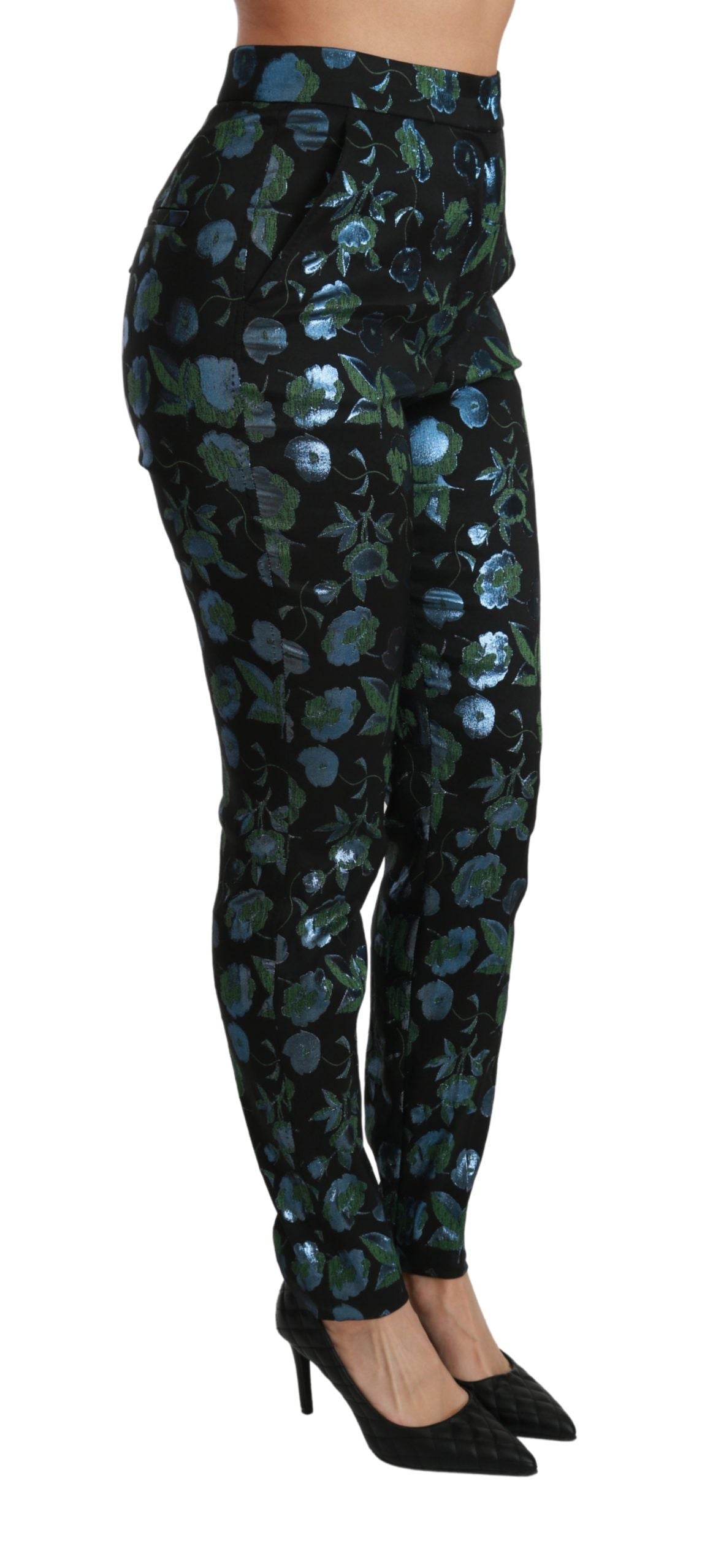 Floral High Waist Skinny Trousers