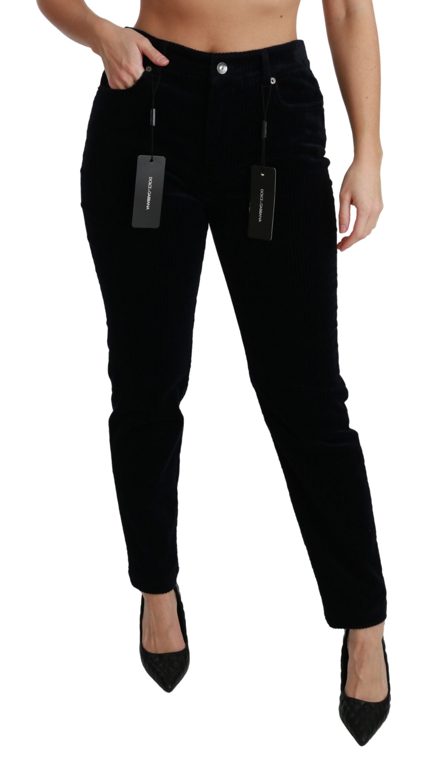 Chic Mid Waist Skinny Corduroy Jeans