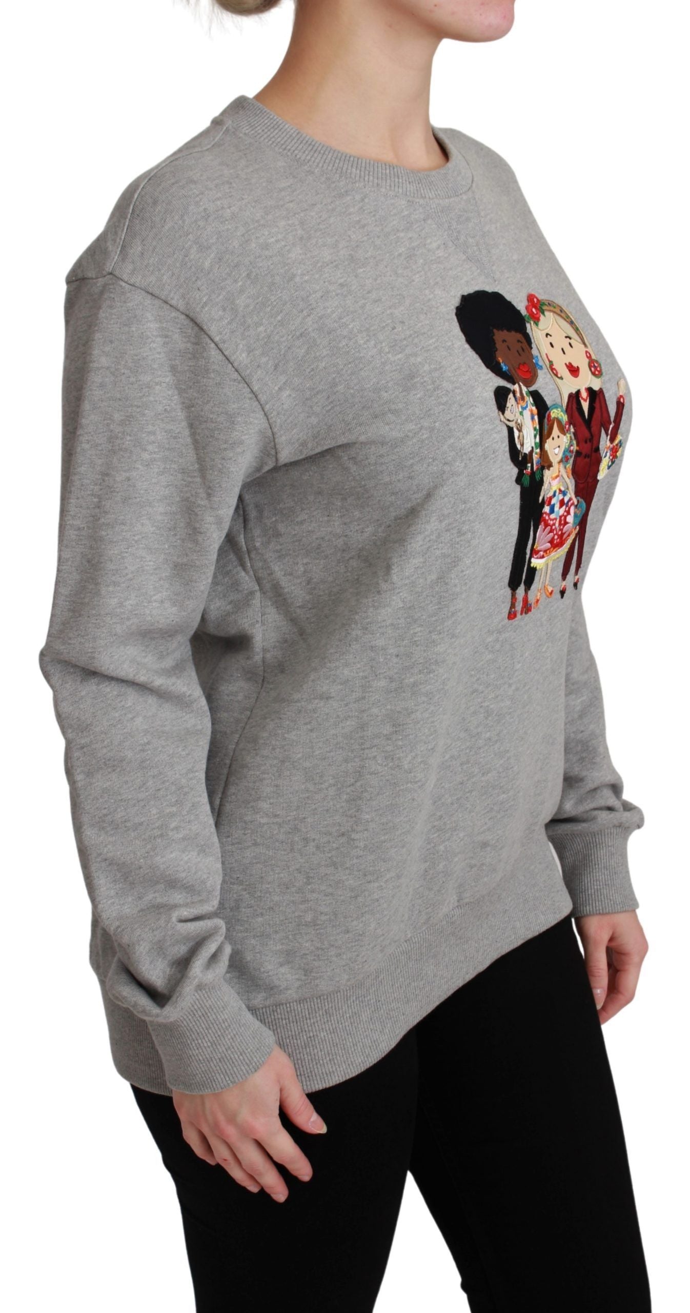 Elegant Multicolor Embroidered Crew-neck Sweater