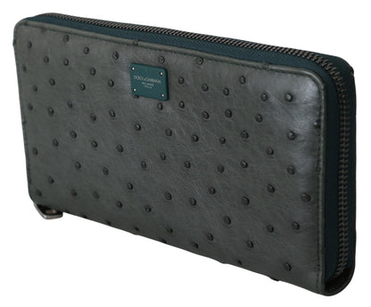 Exquisite Green Ostrich Leather Continental Wallet