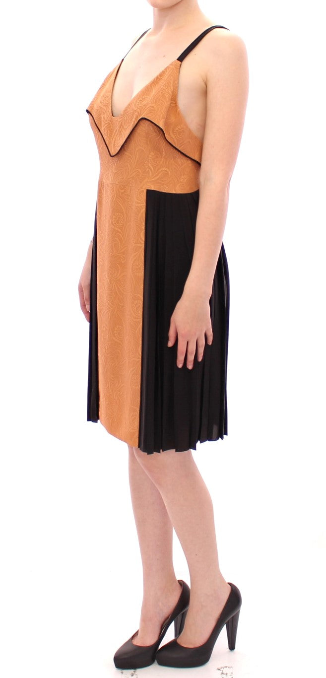 Silk Bronze & Black Sleeveless Sheath Dress