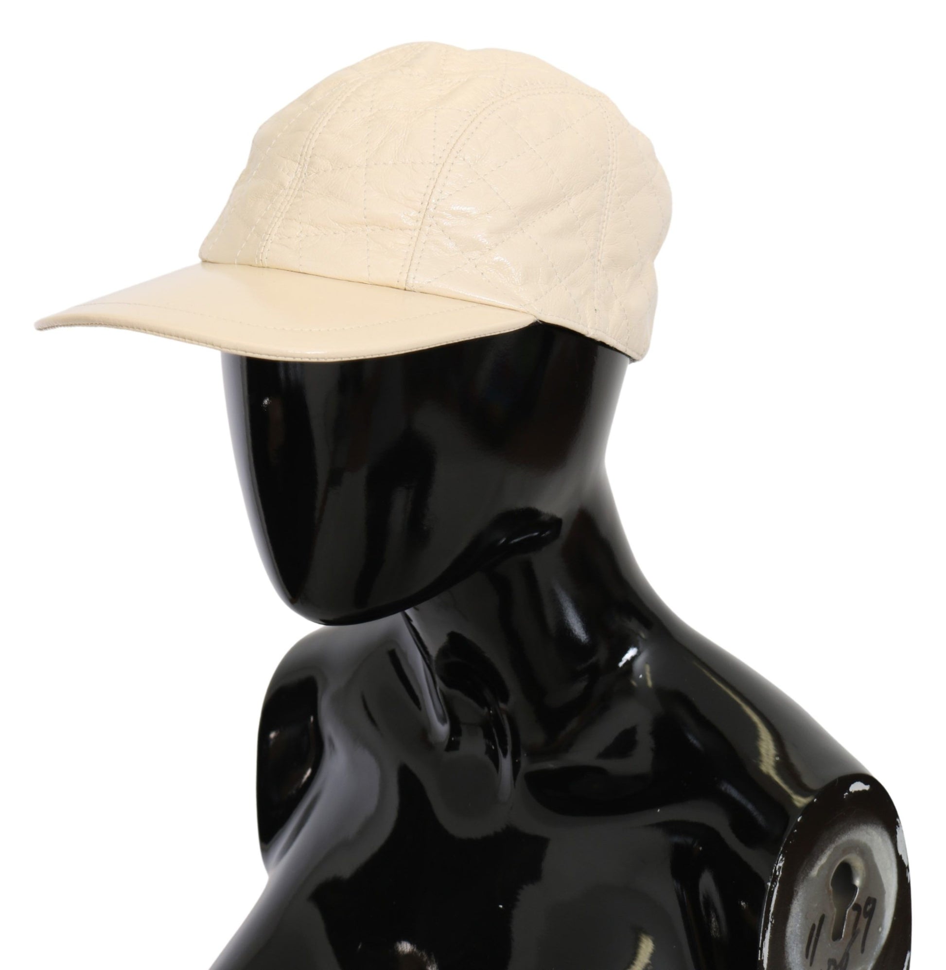 Elegant White Lambskin Leather Baseball Cap