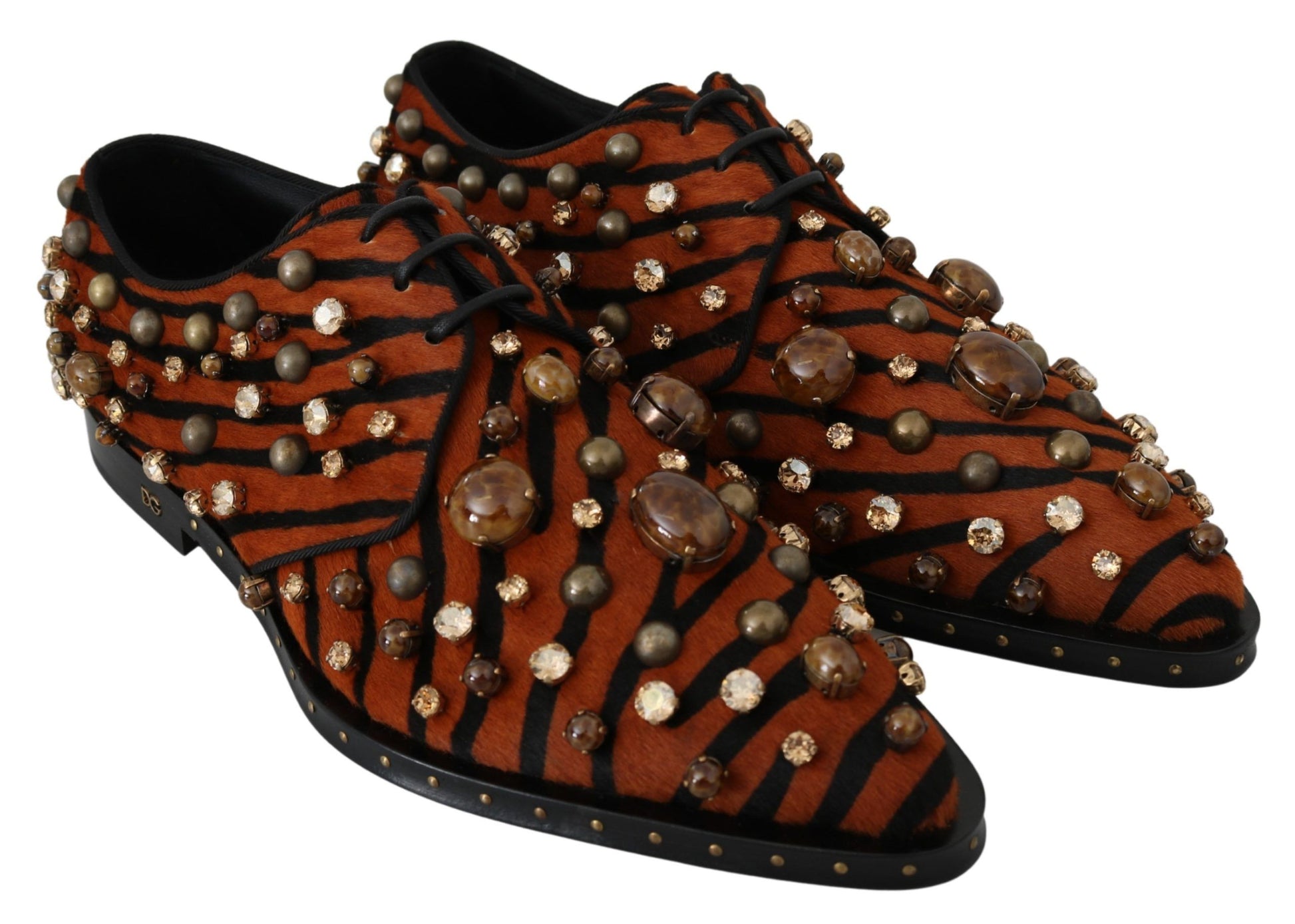 Tiger Pattern Crystal Embellished Flats