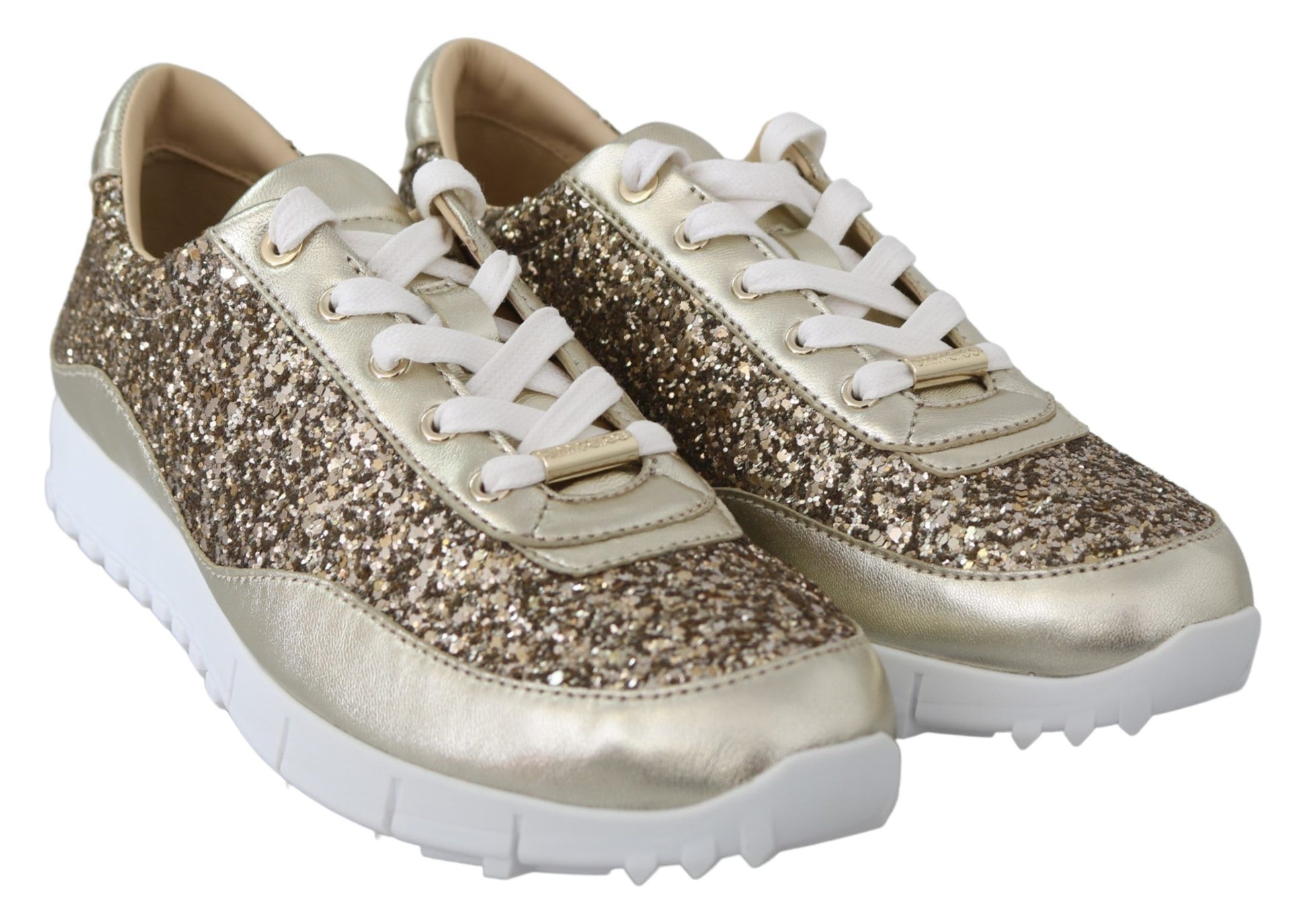 Antique Gold Glitter Leather Sneakers