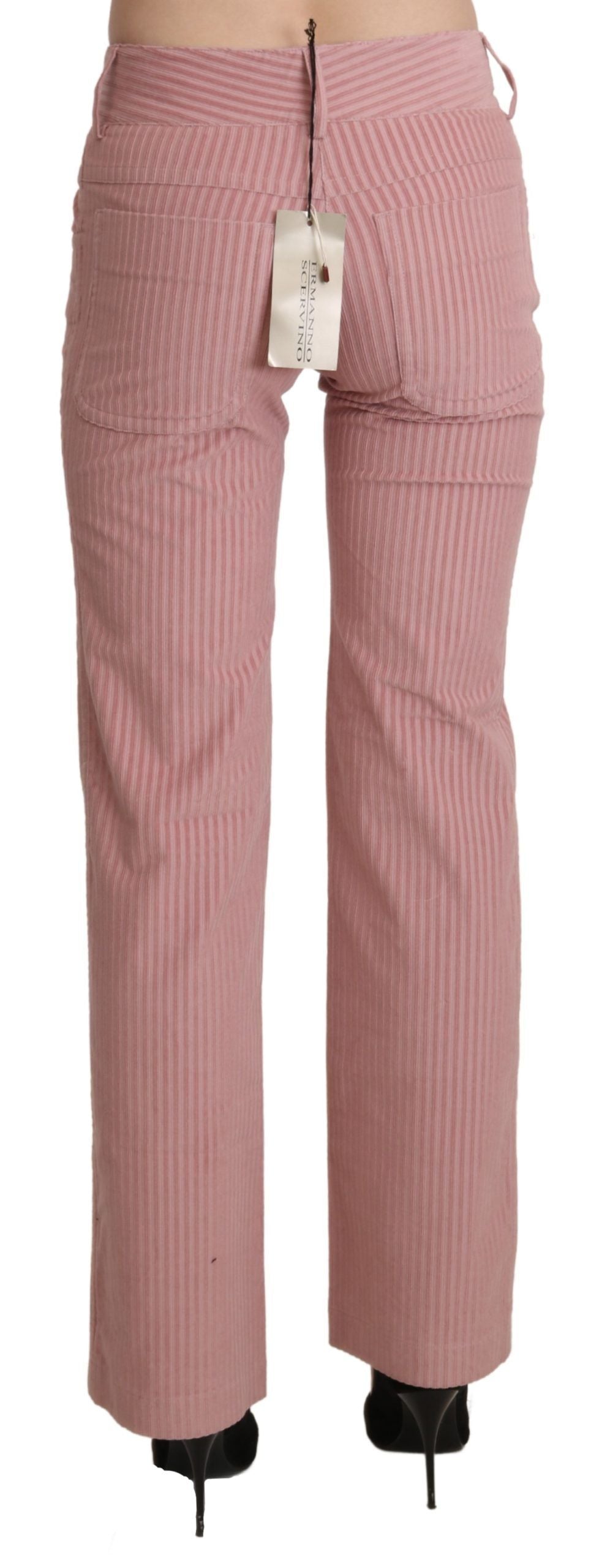 Chic Pink Mid Waist Straight Trousers