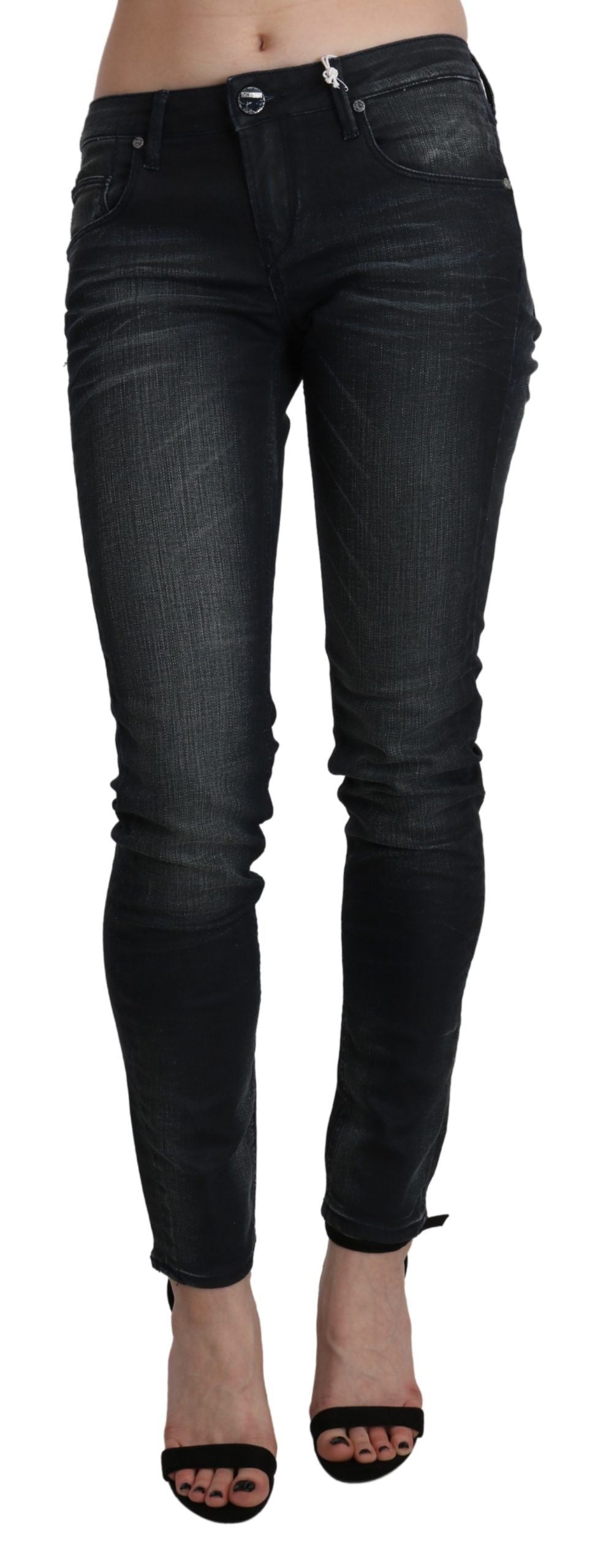 Elegant Low Waist Skinny Black Jeans