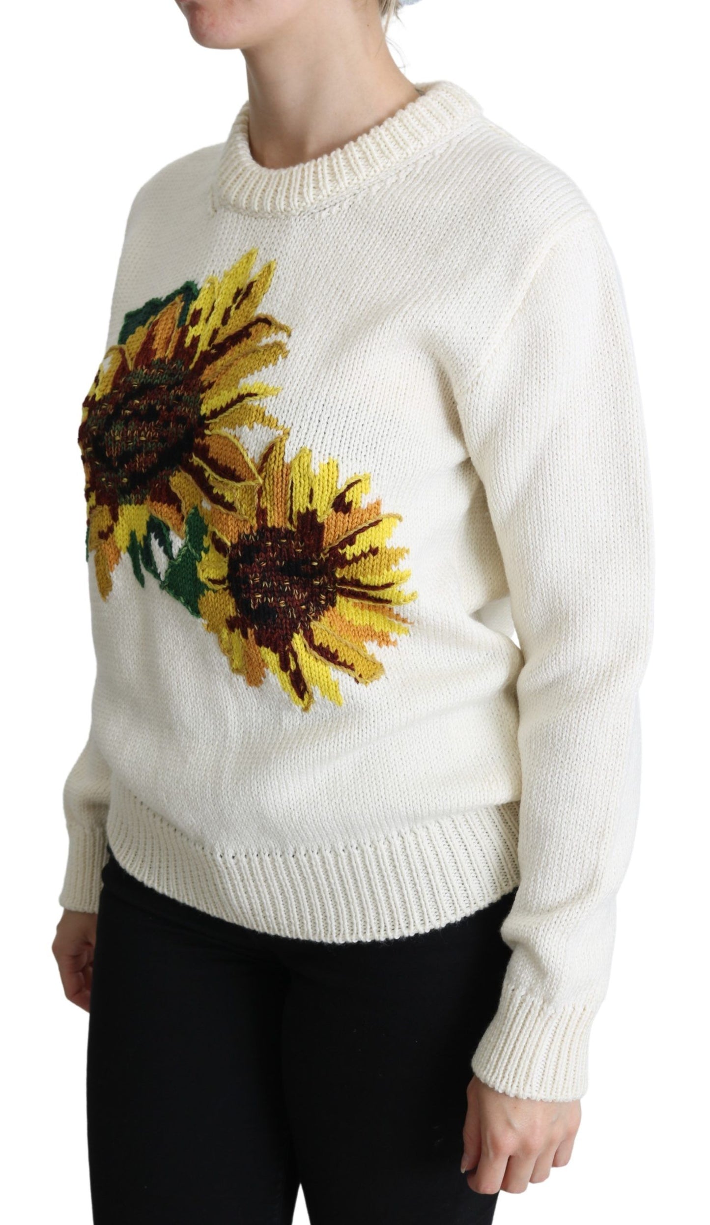 Elegant Knitted Sunflower Sweater