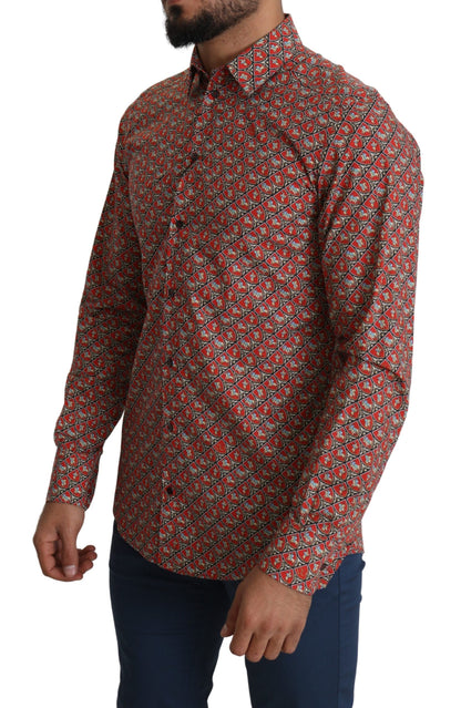 Elegant Red Martini Fit Cotton Shirt