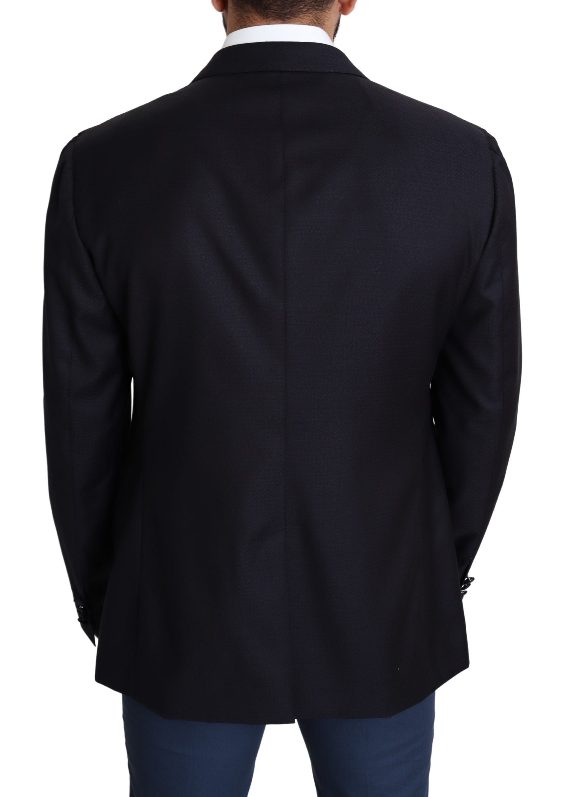 Elegant Black Virgin Wool Men's Blazer