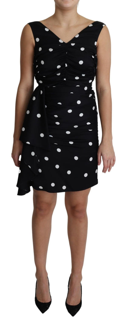 Elegant Polka Dot Silk Charmeuse Dress