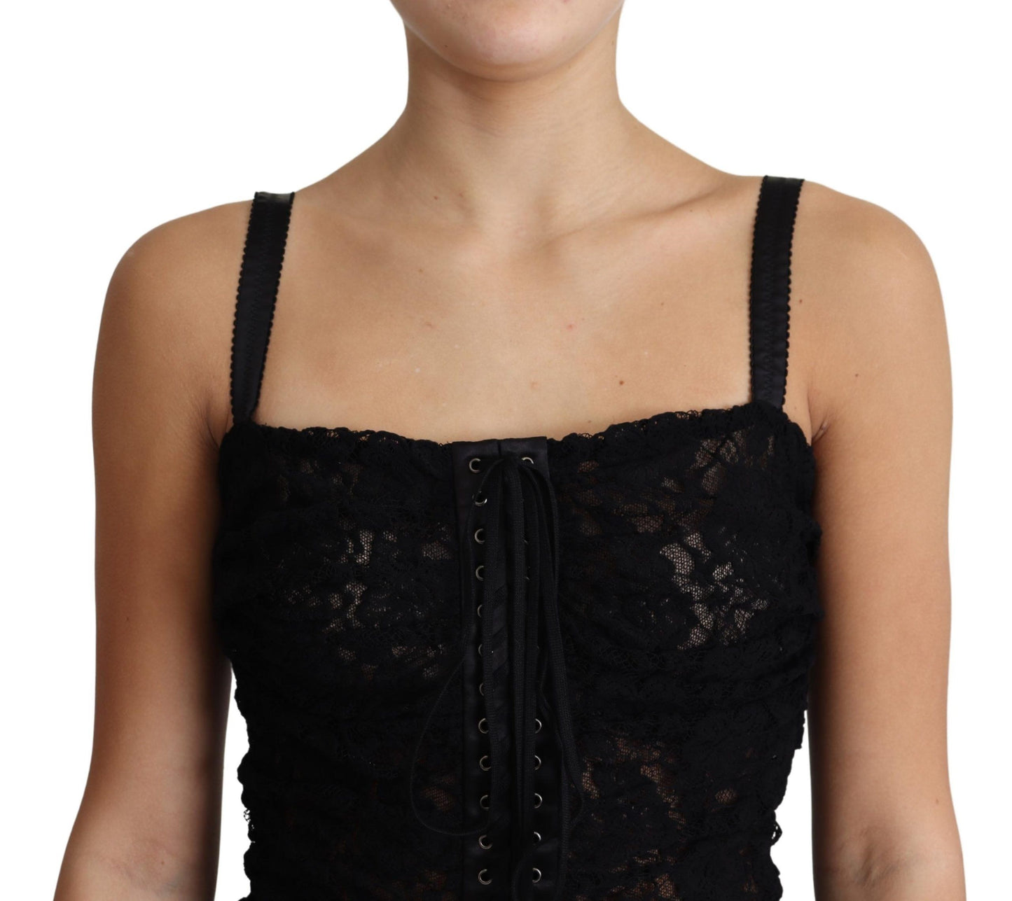 Elegant Black Lace Bustier Mini Dress