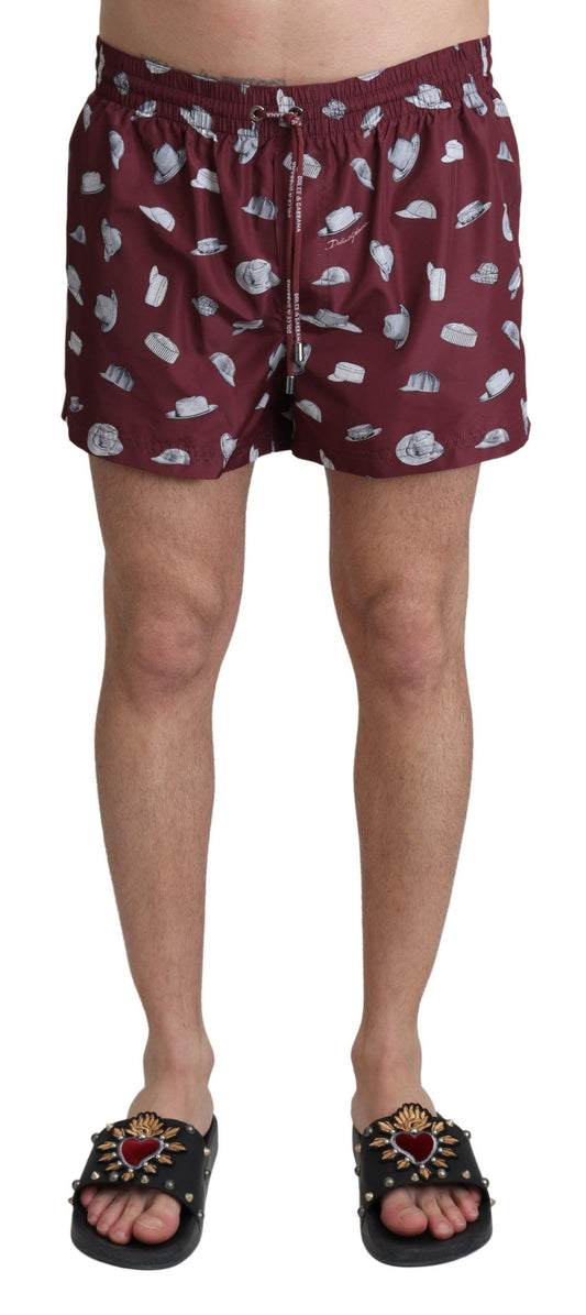 Maroon Elegance Men's Swimming Trunks