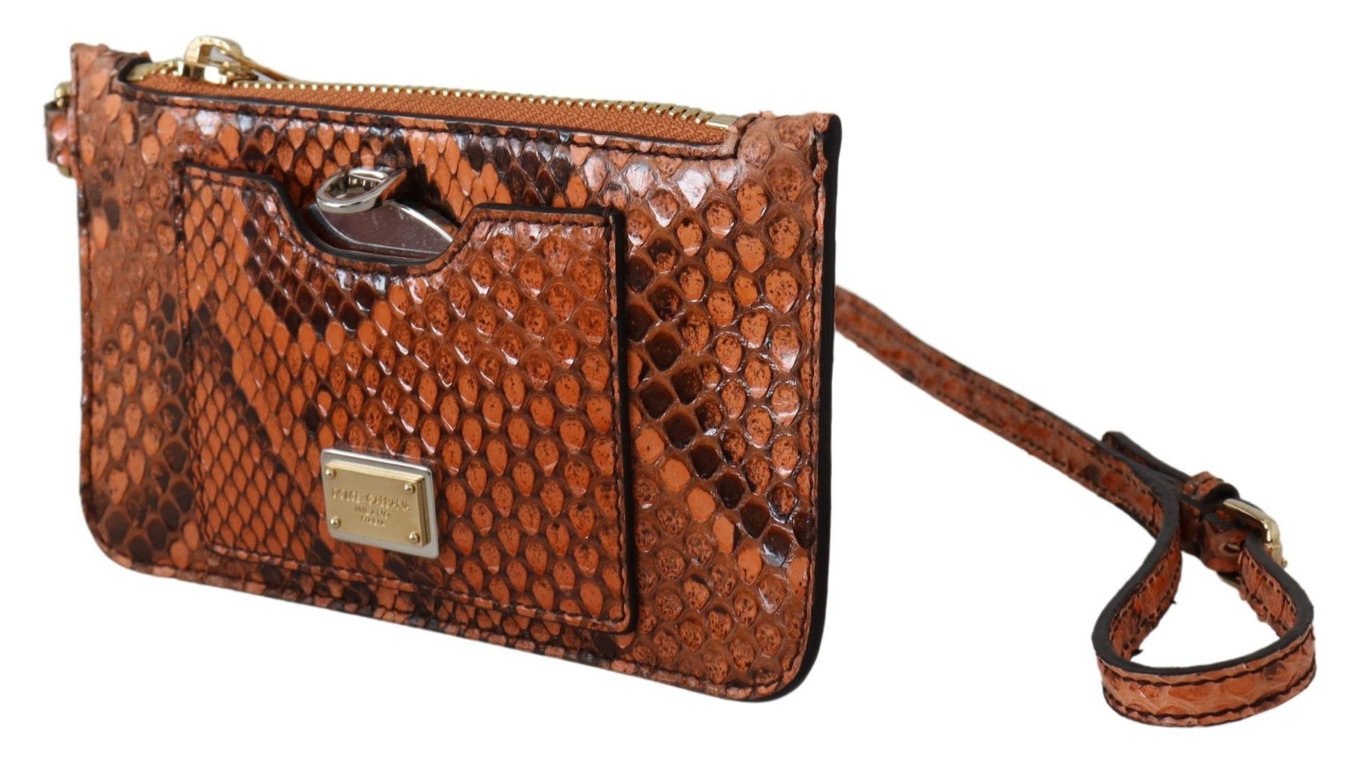 Elegant Python Patterned Leather Wristlet