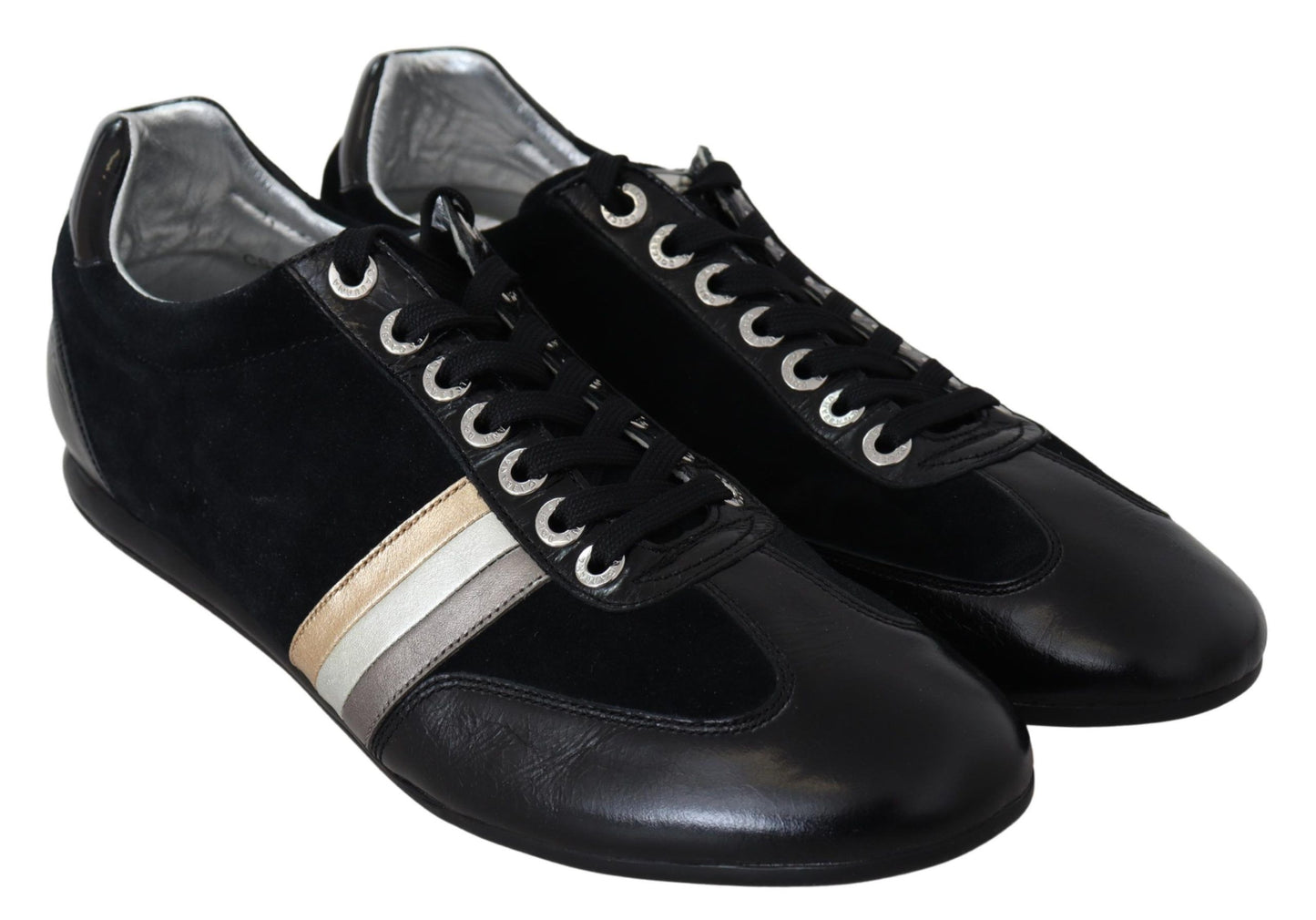 Elegant Black Leather Sport Sneakers