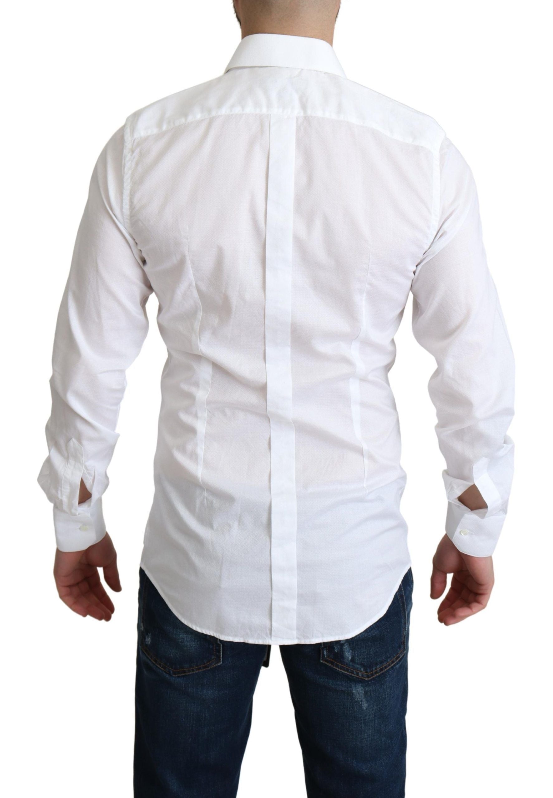 Elegant White Cotton Dress Shirt Slim Fit