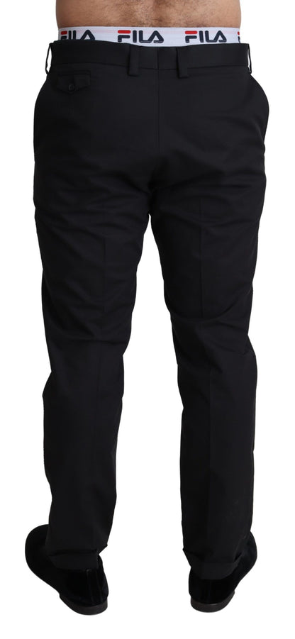 Elegant Black Stretch Cotton Trousers