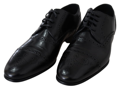 Elegant Black Leather Formal Derby Shoes