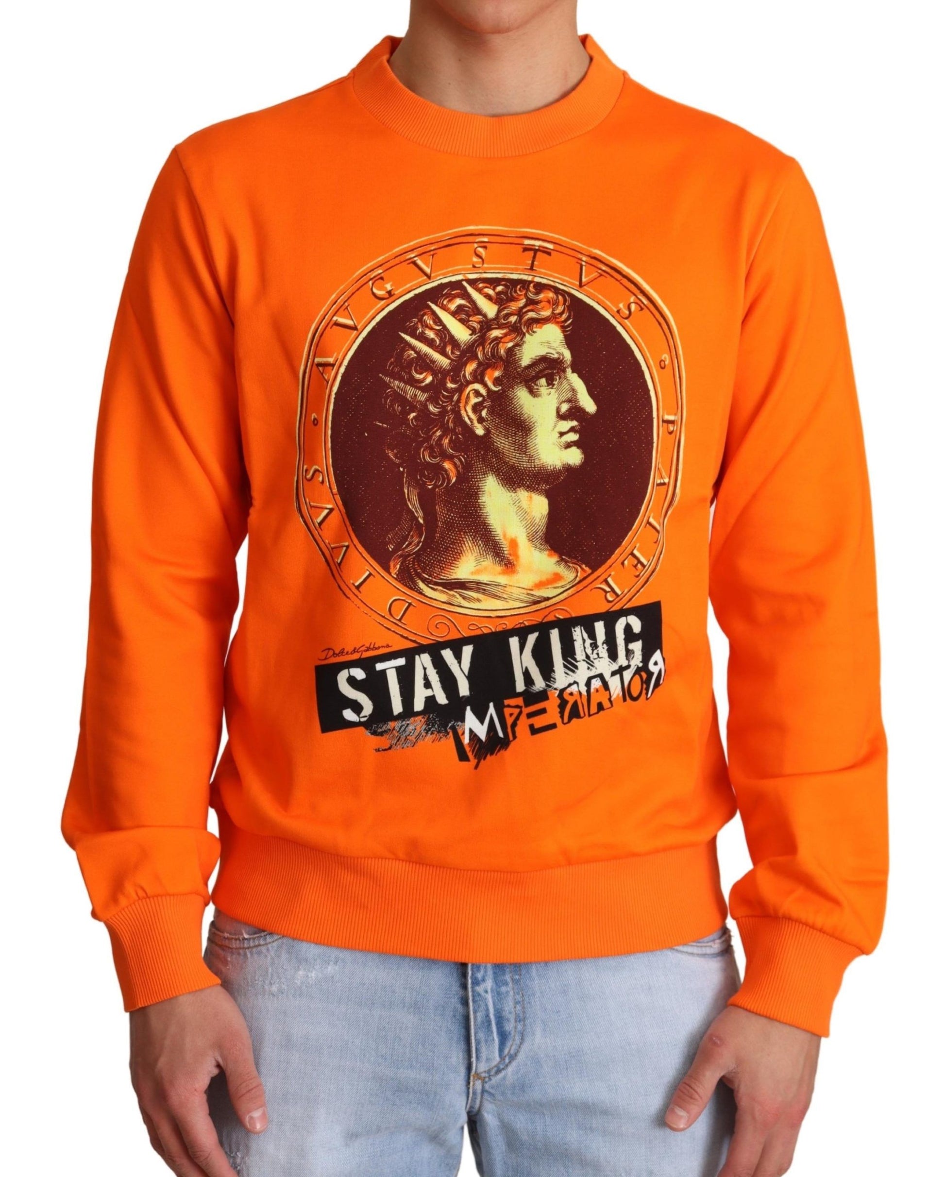 Regal Crewneck Cotton Sweater in Orange