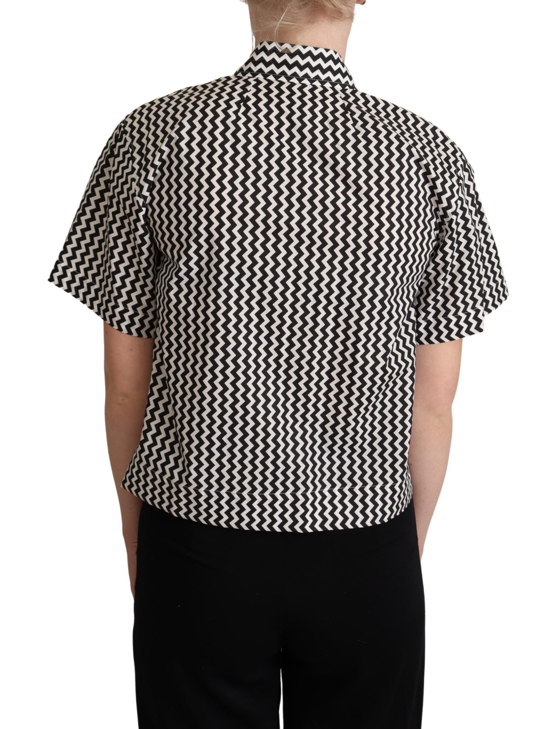 Zigzag Elegance Cotton Polo Top