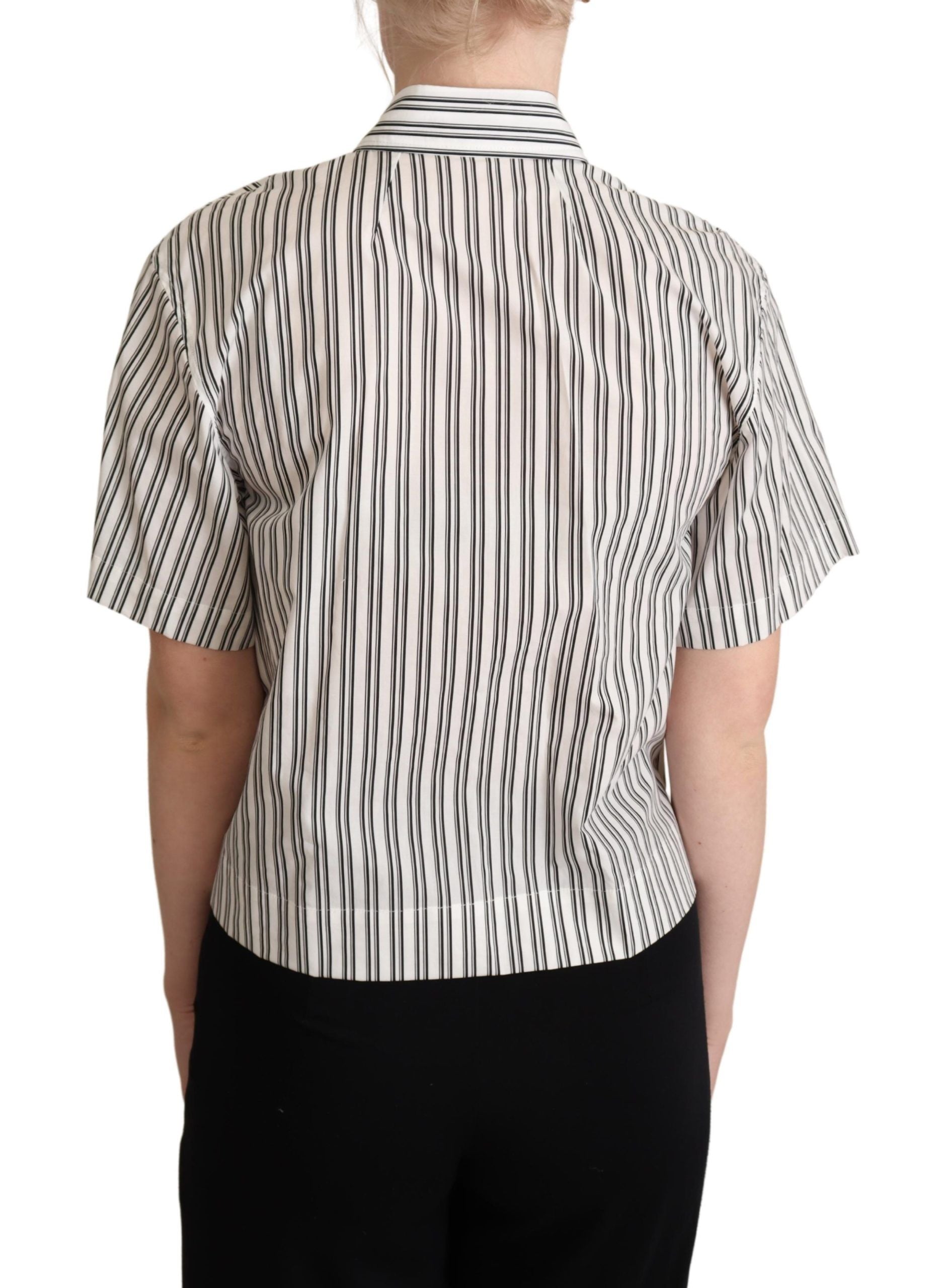 Elegant Striped Cotton Polo Top