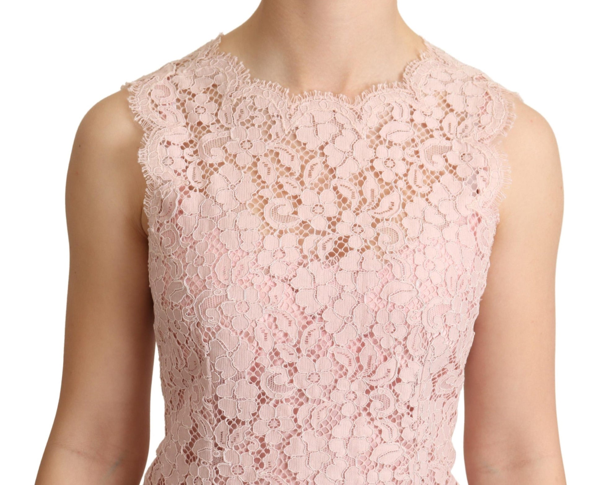 Elegant Pink Lace Sleeveless Blouse