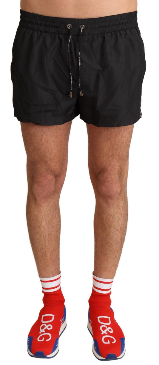 Elegant Black KING Motive Swim Trunks