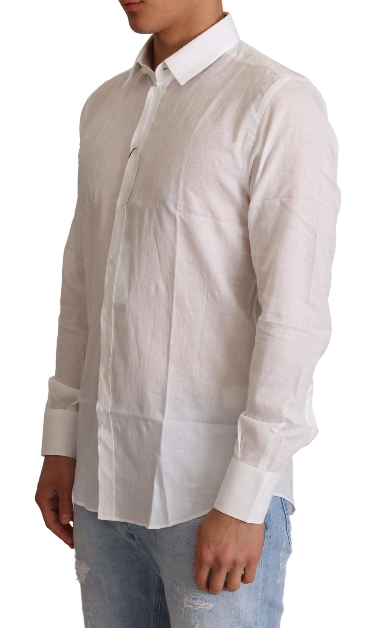 Elegant White Slim Fit Martini Dress Shirt