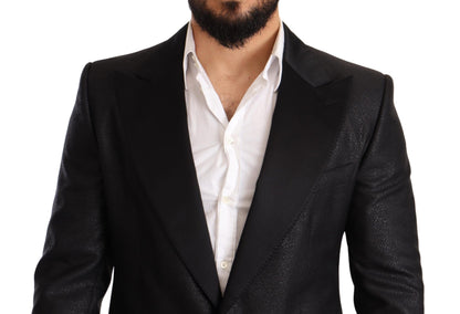 Elegant Black Metallic Slim Fit Blazer Jacket