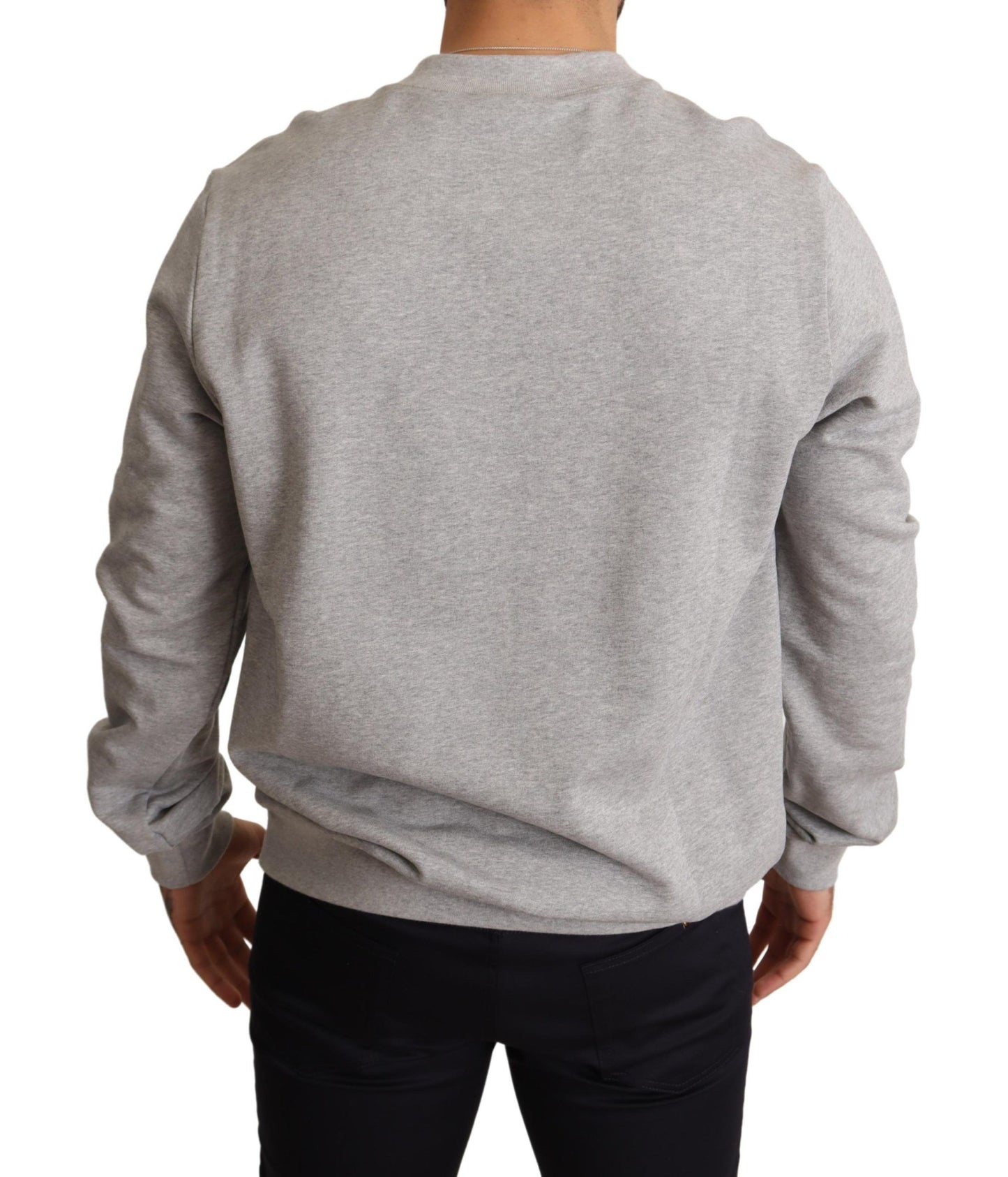 Regal Crown Cotton Sweater - Sophisticated Gray