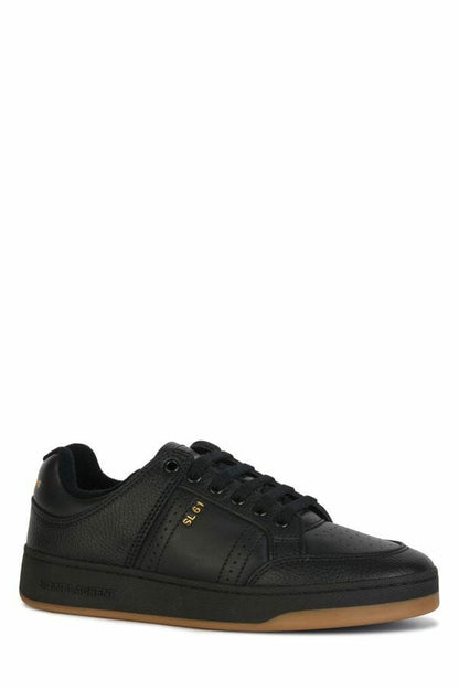 Elegant Black Low-Top Leather Sneakers