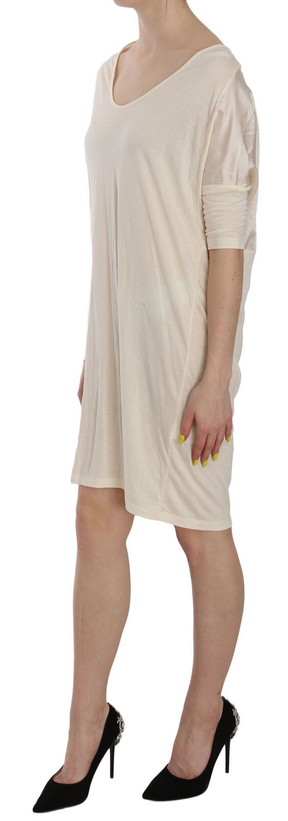 Chic Cream A-Line Elbow Sleeve Dress