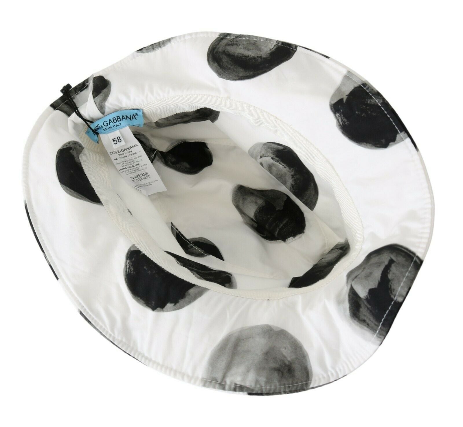 Polka Dot Cotton Bucket Hat - White & Black