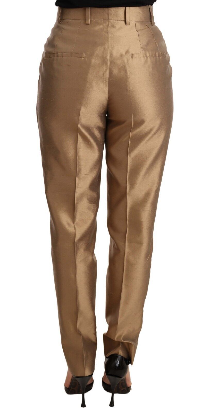 Elegant Tapered Silk Trousers in Gold