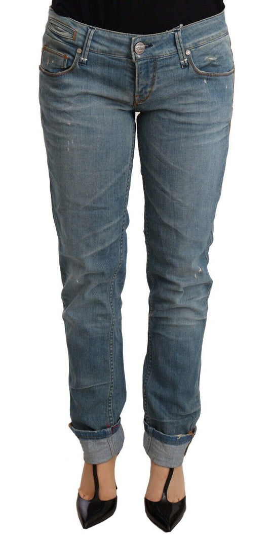 Chic Washed Cotton Denim with Folded Hem