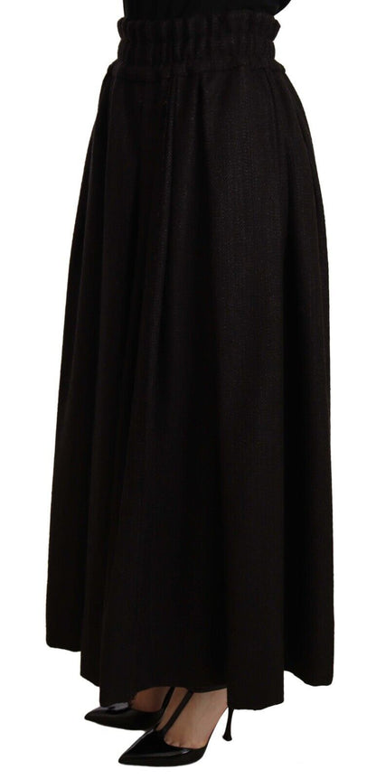 Elegant High Waist Maxi A-line Wool Skirt