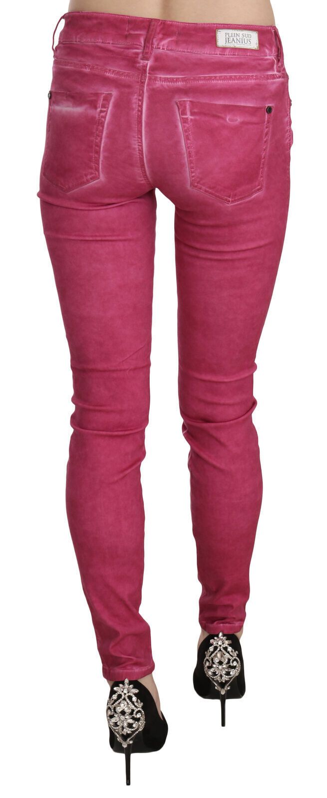 Chic Pink Mid Waist Skinny Pants