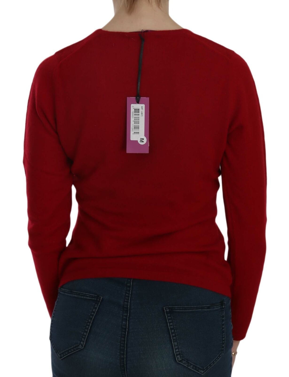 Elegant Red Cashmere Pullover Blouse