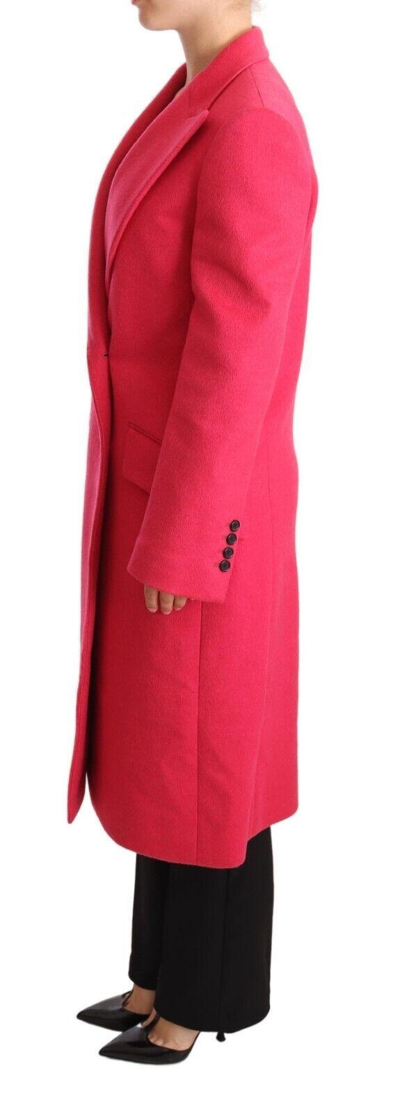 Elegant Pink Wool-Cashmere Coat