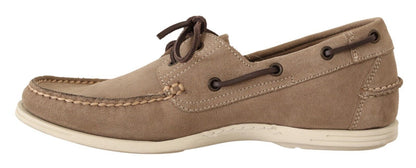 Elegant Beige Suede Moccasins for the Discerning Gentleman