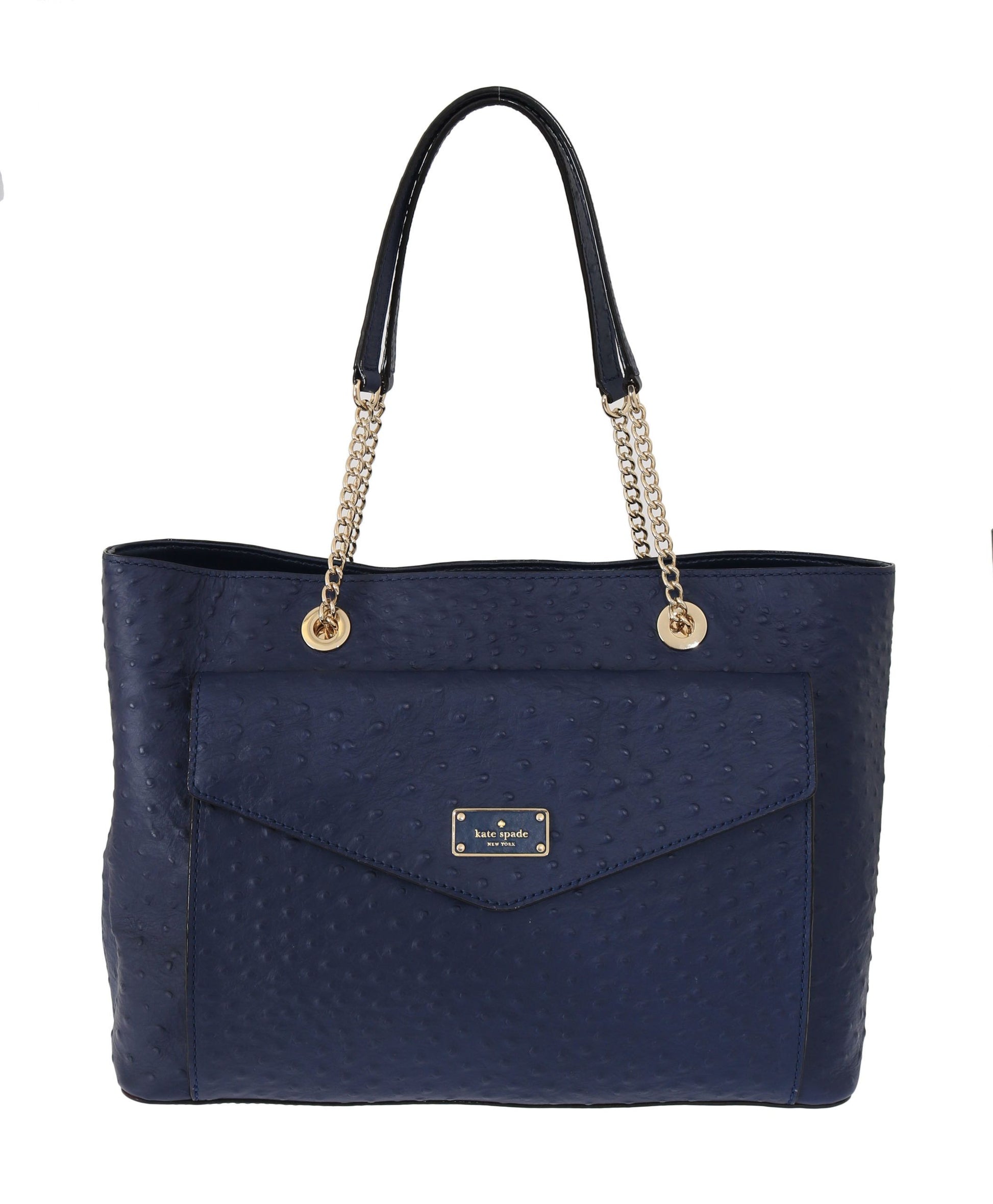 Elegant Ostrich Leather Handbag in Blue