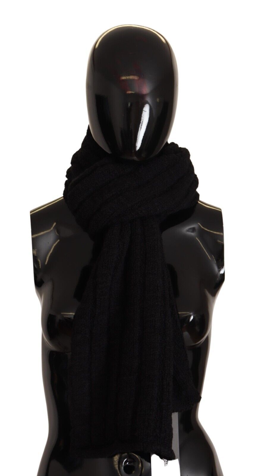 Elegance Unleashed Black Wool Scarf