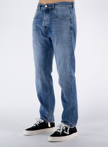 Elegant Medium Wash Men's Cotton Jeans