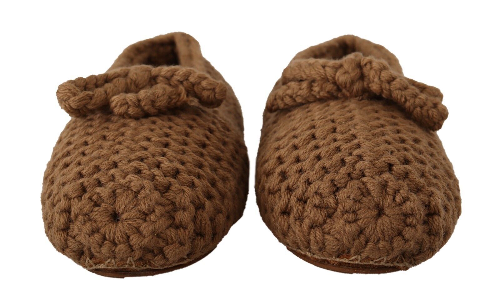 Elegant Wool Knit Ballerina Flats in Brown