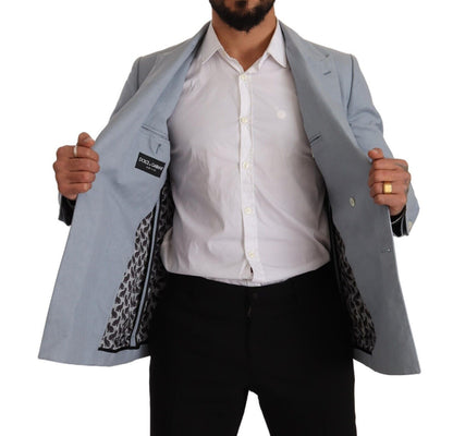 Elegant Slim Fit Light Blue Double Breasted Blazer