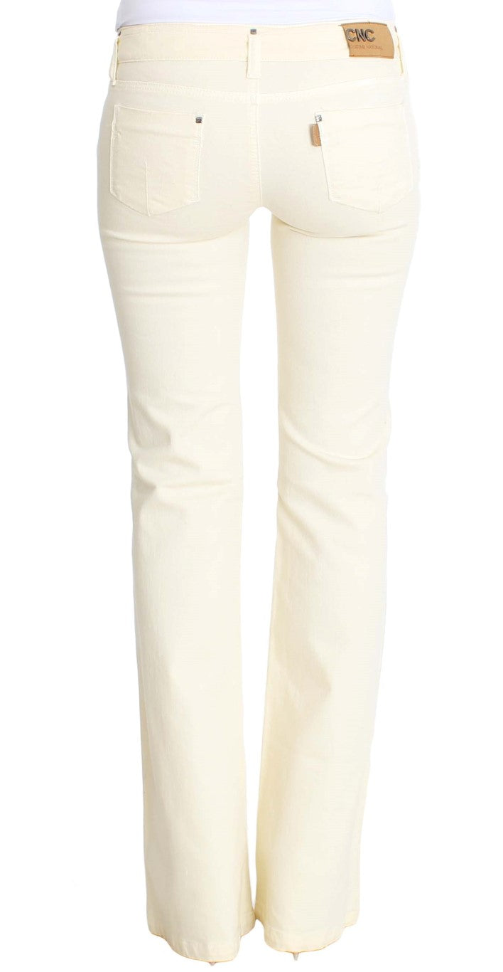 Chic Off-White Flared Designer Jeans