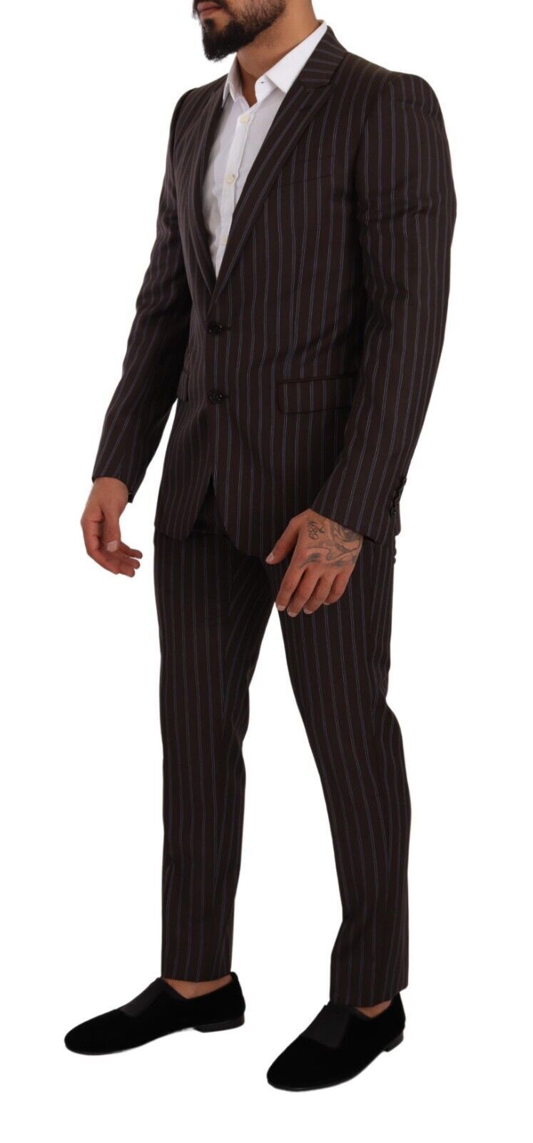 Elegant Maroon Striped Slim Fit Suit