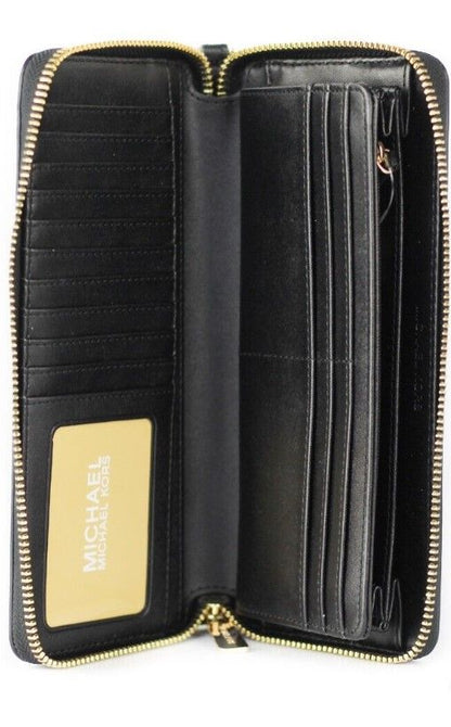 Jet Set Travel Large Black Pebble Leather Continental Wrist Wallet